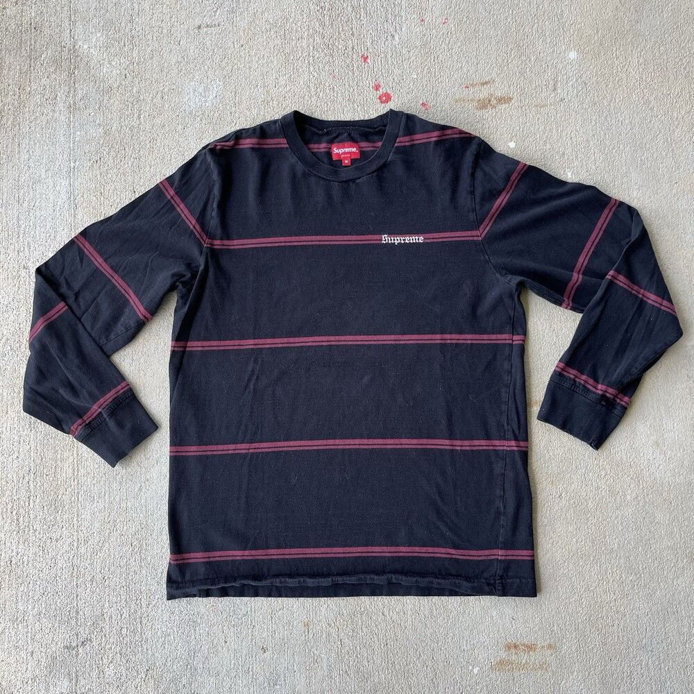 Supreme Striped Longsleeve Top SS17 Size Medium Red / Black Freddy Krueger Color